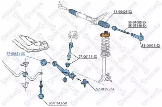 сайлентблок растяжки рычага пер.!\ Volvo 740/760/940/960 all <98 77-00881-SX STELLOX