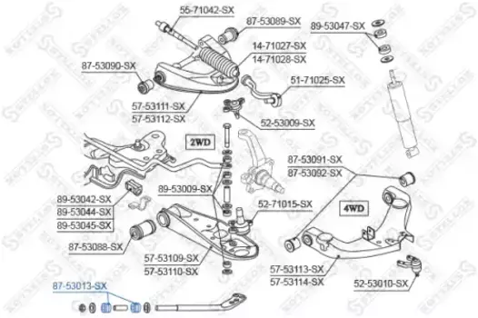 сайлентблок растяжки рычага! VIN: 20040701>\ KIA K2500/K2700/K3000 97> 87-53013-SX STELLOX