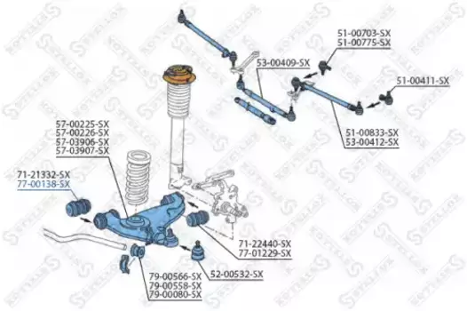 сайлентблок рычага!\ МВ W124 all 85-95/W201 88-93 77-00138-SX STELLOX