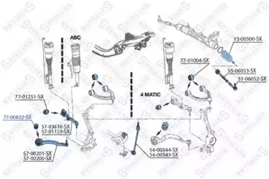 сайлентблок рычага. ниж. пер.!\ MB W221/C216 05> 77-00832-SX STELLOX