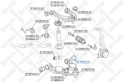 сайлентблок рычага нижн. зад.!\ Toyota Land Cruiser GRJ12#/KDJ12# 02> 87-98141-SX STELLOX