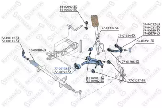 сайлентблок рычага п.!\ Alfa Romeo 159/ Brera/ Spider 05> 77-00193-SX STELLOX
