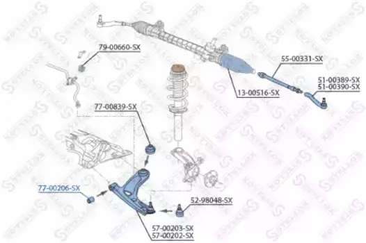 сайлентблок рычага пер.!\ Citroen C1, Peugeot 107 06> Toyota Aygo 07> 77-00206-SX STELLOX