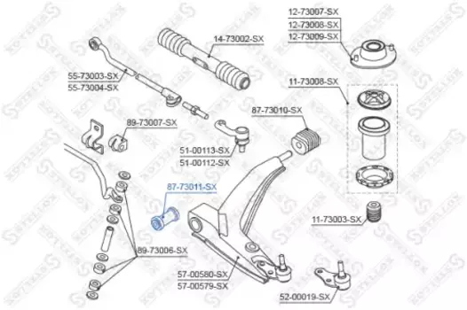 сайлентблок рычага пер.!\ Daewoo Lanos 97> 87-73011-SX STELLOX