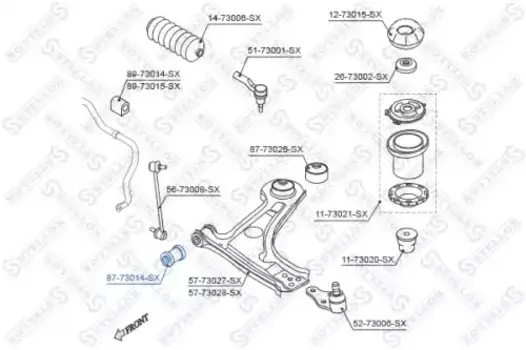 сайлентблок рычага пер.!\ Daewoo Tacuma/Rezzo 99>/Lacetti 04> 87-73014-SX STELLOX