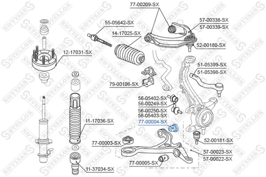 сайлентблок рычага пер.!\ Honda Accord 2.0-2.4/2.2CTDi 03> 77-00004-SX STELLOX