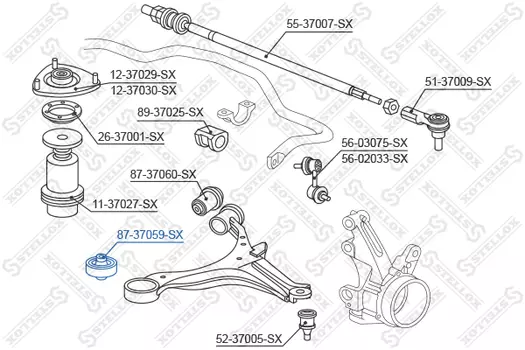 сайлентблок рычага пер.!\ Honda Civic EU/EP/ES 01> 87-37059-SX STELLOX