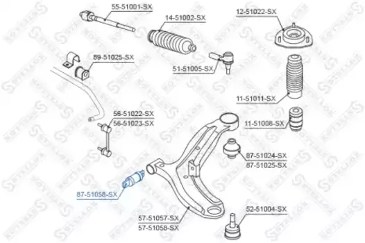 сайлентблок рычага пер.!\ Hyundai Elantra 00>/Coupe 01-04 87-51058-SX STELLOX