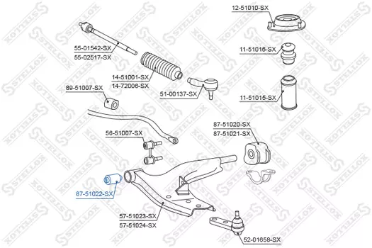 сайлентблок рычага пер.!\ Hyundai Elantra/Lantra 90-95 87-51022-SX STELLOX