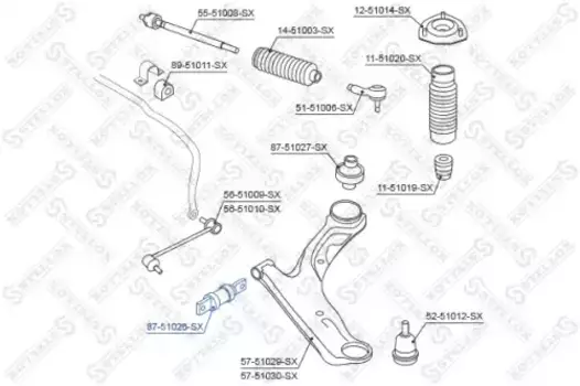 сайлентблок рычага пер.!\ Hyundai Santa Fe 00> 87-51026-SX STELLOX