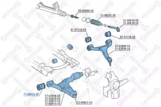 сайлентблок рычага пер.!\ MB W163 ML 2.3-5.5/2.7CDi-4.0CDi 98-05 77-00824-SX STELLOX