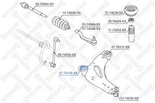 сайлентблок рычага пер.!\ Nissan Primastar all 02> 87-74138-SX STELLOX