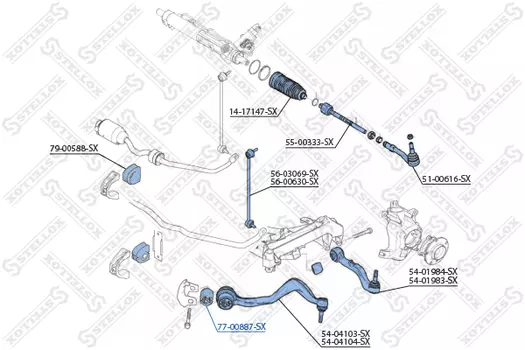 сайлентблок рычага пер. нижн. левый+правый!\ BMW E65/E66 01> 77-00887-SX STELLOX