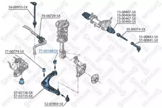 сайлентблок рычага пер.!\ Renault Safrane 2.2/3.0 92-96 77-00168-SX STELLOX