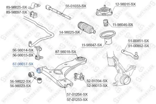сайлентблок рычага пер.!\ Toyota Avensis 97-03 87-98017-SX STELLOX