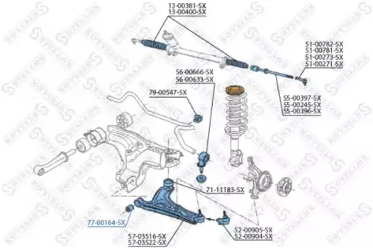 сайлентблок рычага пер.!\ VW Polo 94>/Lupo 98> 77-00164-SX STELLOX
