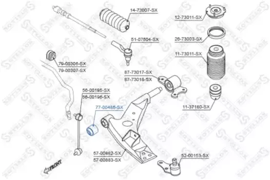 сайлентблок рычага перед. левый+правый!\ Daewoo Evanda 02>, Chevrolet Evanda 05> 77-00485-SX STELLOX