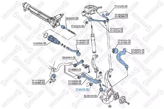 сайлентблок рычага перед.нижн. наруж.!\ Audi A8 3.0-6.0/3.0-4.0TDi 02> 77-00175-SX STELLOX