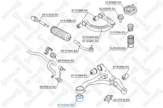 сайлентблок рычага внутр. пер.!\ Hyundai Sonata NF 04> 87-51043-SX STELLOX