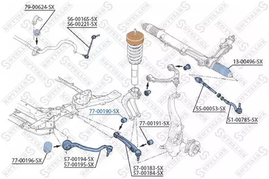 сайлентблок рычага зад. внутр.!\ BMW E70/E71 07> 77-00190-SX STELLOX