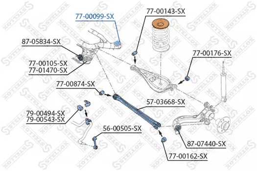 сайлентблок зад. балки зад.!\ BMW E46/Z4 all 98> 77-00099-SX STELLOX