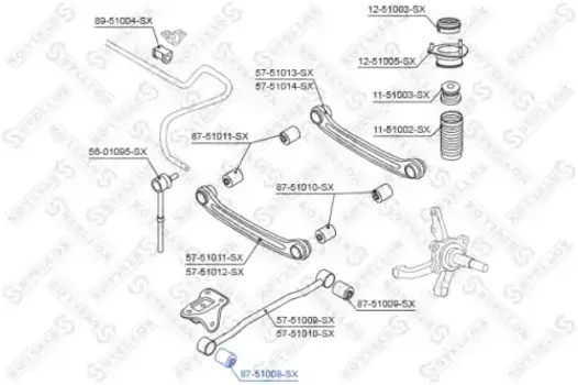 сайлентблок зад. продол. рычага пер.!\ Hyundai Accent all 99> 87-51008-SX STELLOX