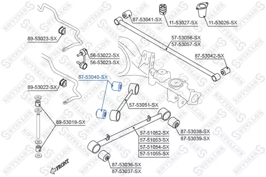 сайлентблок зад. продол. рычага верхн.!\ KIA Sorento 02> 87-53040-SX STELLOX