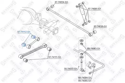 сайлентблок зад. продол. рычага верхн.!\ Nissan Terrano R20 all 93> 87-74112-SX STELLOX