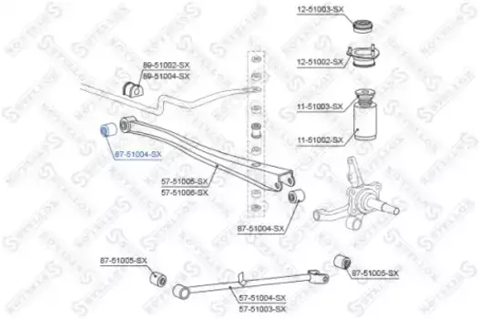 сайлентблок зад. рычага наружн.+внутр.!\ Hyundai Accent/Pony Excel all 95-99 87-51004-SX STELLOX