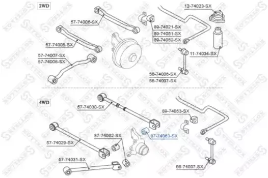 сайлентблок зад. рычага зад.!\ Nissan Primera P10E all 4WD 90-96 87-74063-SX STELLOX