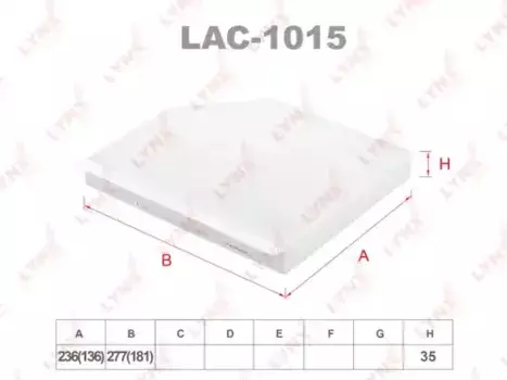 Салонный фильтр LYNXAUTO LAC-1015 AUDI A4 07-15 / A5 07-17 Q5 10>
