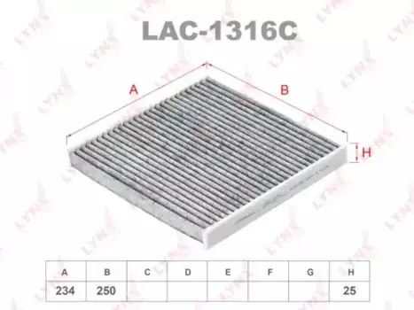 Салонный фильтр LYNXAUTO LAC-1316C CITROEN Jumper 06>, FIAT Ducato, PEUGEOT Boxer