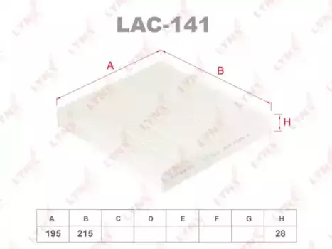 Салонный фильтр LYNXAUTO LAC-141 TOYOTA Yaris/RAV4/Auris 1.0i/1.3i/1.4D-4D/2.2D 06>