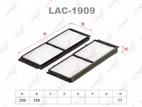 Салонный фильтр LYNXAUTO LAC-1909 MAZDA 3(BL) 1.6-2.2D 09>