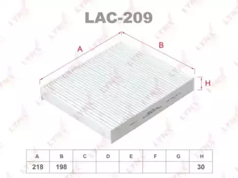 Салонный фильтр LYNXAUTO LAC-209 NISSAN Almera/Primera/X-Trail 00>