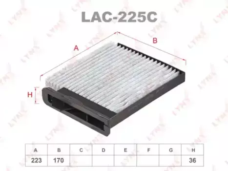 Салонный фильтр LYNXAUTO LAC-225C NISSAN Micra/Note, RENAULT Logan/Duster/Modus 1.0-2.0 03>