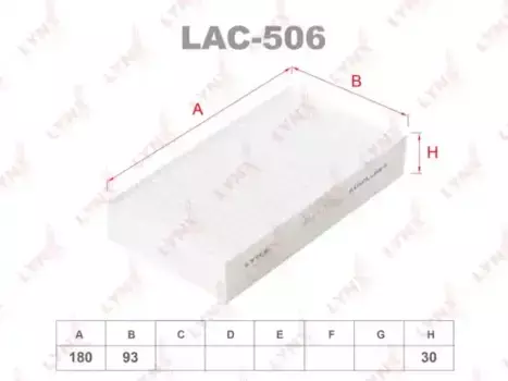 Салонный фильтр LYNXAUTO LAC-506 HONDA HR-V 1.6 16V 99>/Logo 1.3 99-02