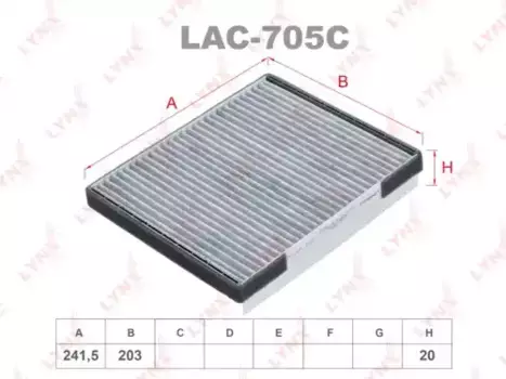 Салонный фильтр LYNXAUTO LAC-705C HYUNDAI Accent(MC) 05> / Elantra(HD) 06> Solaris I 10>
