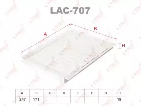 Салонный фильтр LYNXAUTO LAC-707 HYUNDAI Getz 1.0-1.6/1.5CRDi 02>