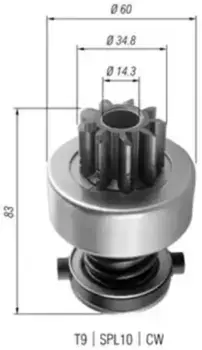 шестерня стартера !с бендиксом z9 mod3 \MB Atego, Iveco KHD/Deutz 940113020358 MAGNETI MARELLI