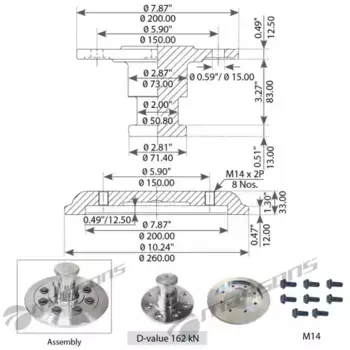 шкворень полуприцепа !2' KZ1010 (в сборе с тарелкой) \ 700.541 MANSONS