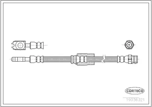 шланг торм. пер.! L=615\ VW Passat 1.6/2.0/3.0FSi/1.9TDi/2.0TDi 05> 19036321 CORTECO