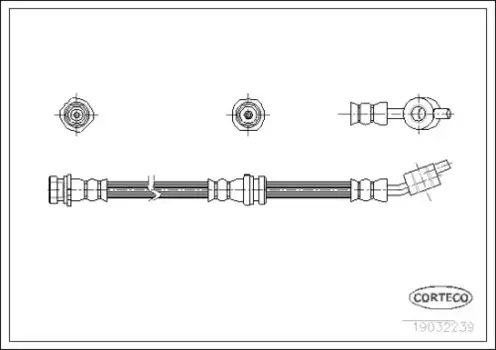 шланг торм. пер.лев!L=464\ Nissan Almera 1.5/1.8/2.2D 00> 19032239 CORTECO
