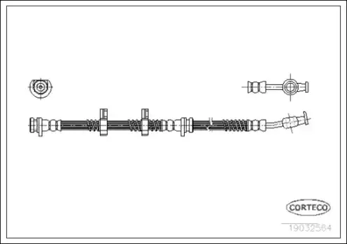 шланг торм. пер. п.!\ Land Rover Discovery 2.5TD/4.0 V6 95> L=522 19032564 CORTECO
