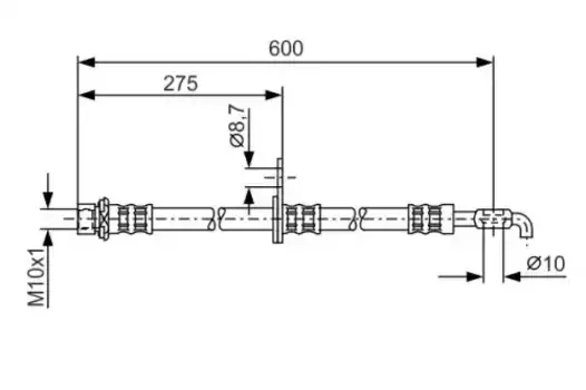 шланг торм. пер. п.\ Toyota Corolla 1.4/1.6VVT-i 01-06/Avensis 1.8/2.0/2.4 03> L=600 1 987 476 229 BOSCH