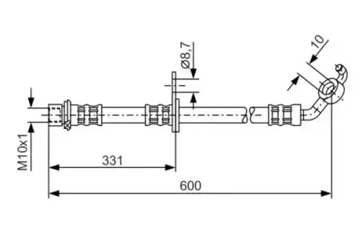 шланг торм. пер. п.\ Toyota RAV 4 1.8/2.0/2.4D-4D 00> L=600 1 987 476 106 BOSCH