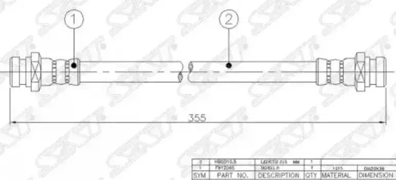 ШЛАНГ ТОРМОЗНОЙ FR RR MMC DELICA SPACE GEAR/STAR WAGON/L300/L400 86-02 LH RH L 355 ST-MR129724 SAT