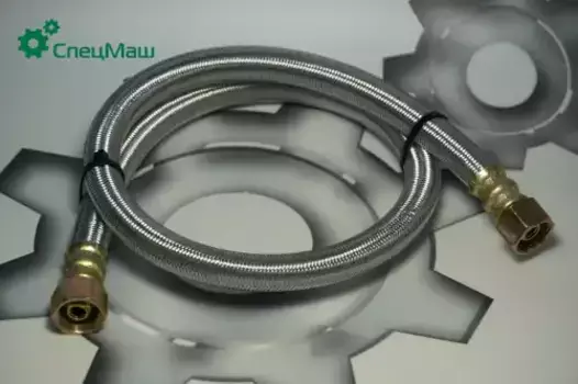 ШЛАНГ ТОРМОЗНОЙ КАМАЗ-ЕВРО-2 ЗАДНИЙ, L=80 , (ГАЙКАГАЙКА,БРОНИРОВАННЫЙ ) 6520-3506060-20 СПЕЦМАШ