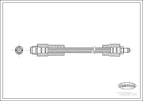 шланг тормозной передний! L=280\ MB W168/W210 1.4/1.6/1.9/2.1i/1.7CDi/1.6CDi 95-04 19026704 CORTECO