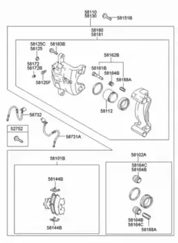 шланг тормозной передний лев.! L430\ Hyundai Tucson 2.0/2.7/2.0 CRDi 04> 587312E000